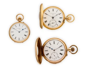 A lot of three various pocket watches Comprising: an 18ct gold half hunter keyless wind pocket watch by Barraud & Lund, London, with London hallmark for 1906,