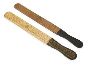 
	
		A papier-mâché 'Jubilee Paper Knife', 1887, showing Important Events, Parliaments, Prime...