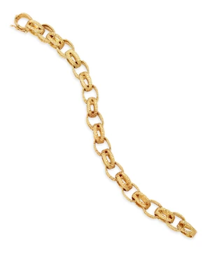 An 18ct gold bracelet, designed as a series of split, textured hoop links, to concealed clasp and figure of eight safety catch, London hallmarks, 1969, maker's