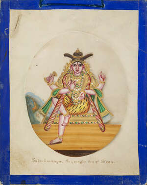 
	
		A group of paintings from an album of Hindu deities, South India, Tanjore, circa 1850,...
