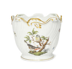
	
		A modern Herend porcelain wine cooler, late 20th century,  with a wavy scrolling and leaf...