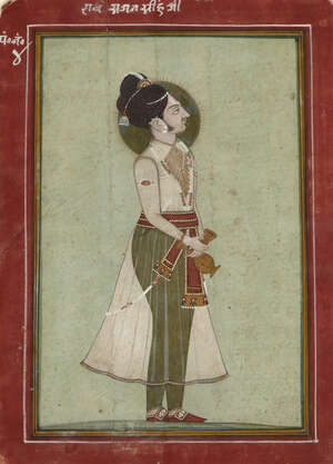 
	
		A portrait of a Sikh ruler, India, 19th century, opaque pigments on paper heightened with...