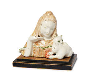 
	
		Daisy Bourne (1906-1998), an earthenware group with cats
		'Lucinda with Kittens', Mall...