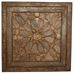 
	
		RTOAn Ottoman wooden painted panel, probably from a ceiling, Turkey, 19th century,...