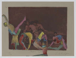 Jake Chapman, British b. 1966- Disasters of YoGa, 2022; digital print with handcolouring on wove, 