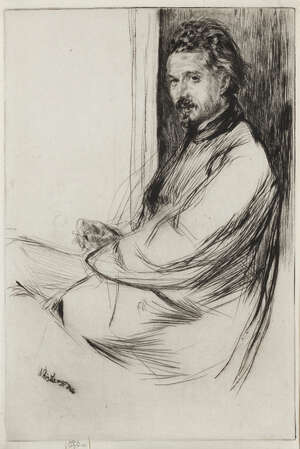 
	
		James Abbott McNeill Whistler, 
		 
		American 1834-1903- 
		 
		Portrait of Axenfeld;...