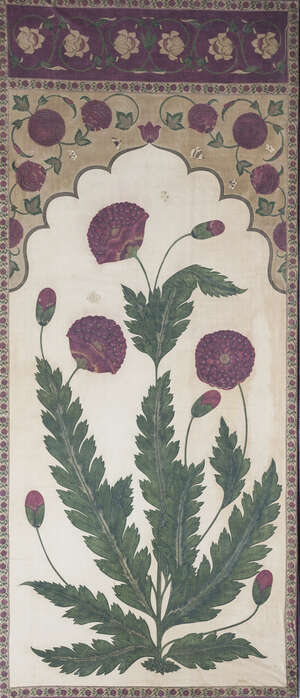 
	
		A large printed cotton textile, India, 18th/19th century, depicting a large flowering...