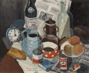 
	
		Pierre Emile Gabriel Lelong, 
		French  1908-1984- 
		 
		Nature Morte, 1934; 
		 
		oil...