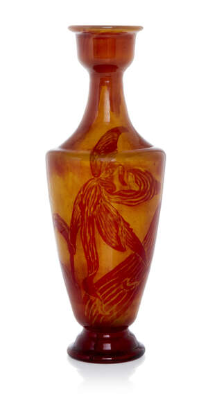 
	
		Emile Gallé (French 1846-1904), a cased, wheel carved and fire-polished glass vase  
		