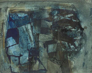 
	
		Roy Turner Durrant, 
		British 1925-1998- 
		Untitled blue composition, 1966; 
		gouache...