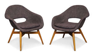 Miroslav Navratil for VertexPair of armchairs, circa 1960Beech, fibreglass, wool upholsteryEach...