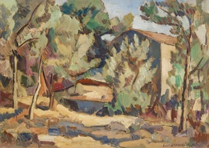 Elliott Seabrooke, British 1886-1950 - Large Barn, Aix-en-Provence, 1920; oil on board, signed lower right 'Elliott Seabrooke 1920', 42 x 58.5 cm Provenanc