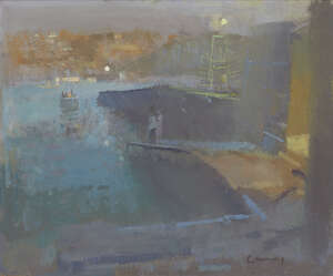 
	
		Fred Cuming RA NEAC Hon RBA Hon ROI, 
		British b.1930 - 
		 
		The Harbour, Polruan;...