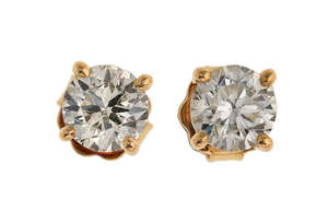 
	
		A pair of diamond earstuds, each claw set with a brilliant-cut diamond, post...