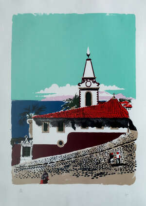 
	
		Paul Hogarth OBE RA, 
		British 1917-2001- 
		Madeira; 
		lithograph in colours,...