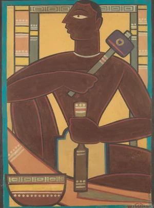 Jamini Roy (Indian 1887-1972),Seated Man,
Tempera on card, signed in Bengali lower right
42 x...