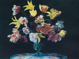 
	
		Nigel Waymouth, British b.1941- Still life of flowers in a vase; offset lithograph in...