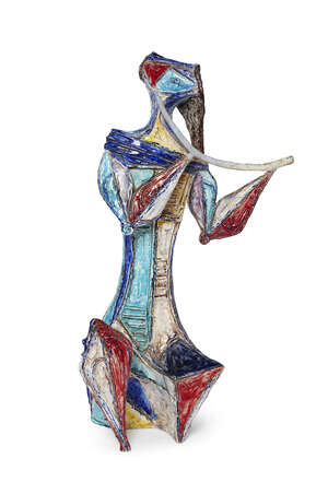 Marcello Fantoni (1915-2011), a large glazed earthenware figure 
c. 1950's, signed Fantoni Italy...