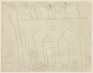 
	
		Ben Nicholson OM,
		British 1894-1982-
		 
		Patmos Monastery [Lafranca 75],...