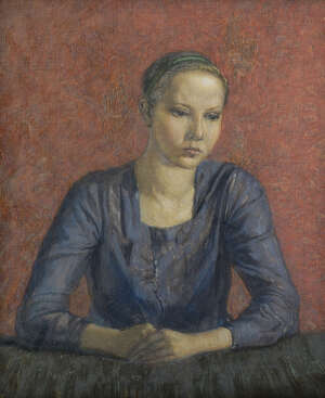 William Bernard Leggatt, 
		British act. 1920-40-
		 
		Ursula;
		 
		oil on canvas, inscribed verso, 32.5x28cm
		 