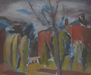 
	
		Bernard Meninsky, 
		British/Ukrainian, 1891-1950 -  
		 
		Landscape with Houses,...