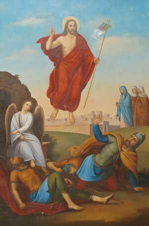 
	
		Northern European School, late 19th/early 20th century- The Resurrection of Christ; oil...