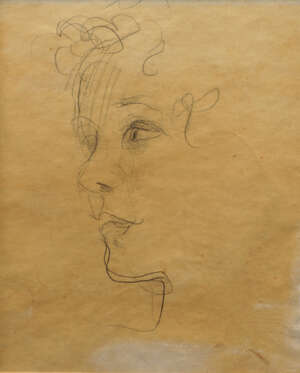 Augustus John OM RA, 
		British 1878-1961- 
		 
		Portrait of Mavis Wheeler; 
		 
		pencil on wove paper, 17.5x14.5cm (ARR) 
		 
		Provenance: Bonham