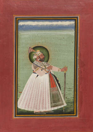 
	
		Portrait of Maharana Sangram Singh (r. 1710-1734AD.), Mewar, Rajasthan, 19th century,...