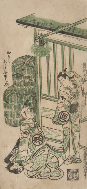 
	
		Torii Kiyomasu II, Japanese c.1720-1750, Sanogawa Ichimatsu I & Arashi Tominosuke I,...