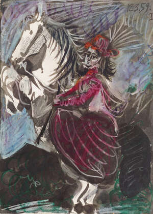 
	
		Pablo Picasso, 
		Spanish 1881-1973- 
		 
		Femme au Cheval,1959; 
		 
		offset...