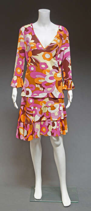 
	
		Dolce & Gabbana, a 1960s style top and tiered skirt, in Pucci style polyester jersey,...