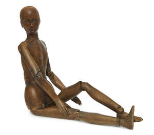 
	
		A large pine artists lay figure, English or French, late 19th century, the articulated...