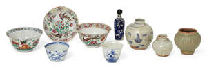 
	
		A collection of Chinese ceramics, Song-Qing dynasty, with a qingbai stoneware jarlet, a...