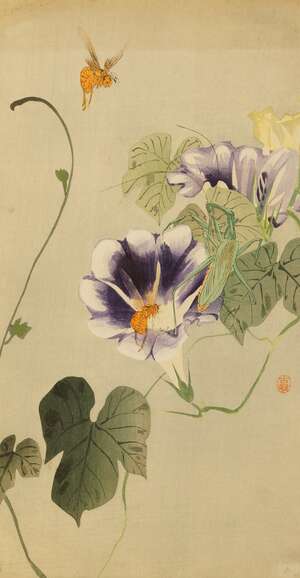 
	
		Ohara Koson, Japanese 1877-1945, three woodblock prints in colours, c. 1910s, including;...