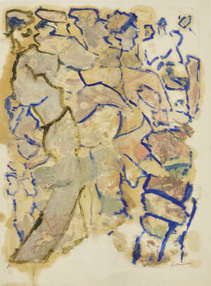 
	
		David Bomberg LG, 
		British 1890-1957-
		 
		Festivity;
		 
		oil on paper, signed,...