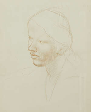 Clara Klinghoffer, 
Polish/British 1900-1972 - 
 
Portrait of a woman, head and shoulders turned...