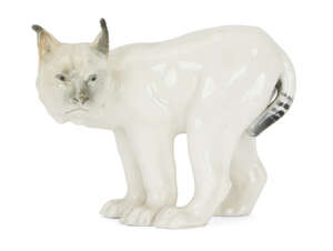 
	
		A Swedish Rörstrand white porcelain lynx, circa 1960, with maker's mark to underside of...