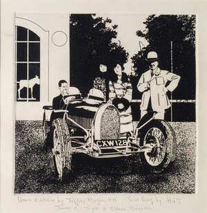 
	
		Jeffrey Morgan, 
		British b.1942- 
		James Joyce and E Hore Bugatti, and People posing...