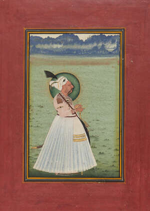 
	
		Portrait of a an elderly nobleman, Mewar, Rajasthan, 19th century, opaque pigments on...