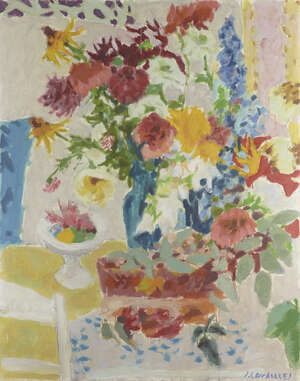 
	
		Jules Cavailles, 
		French 1901-1977 - 
		 
		Des Fleurs; 
		 
		oil on canvas,...