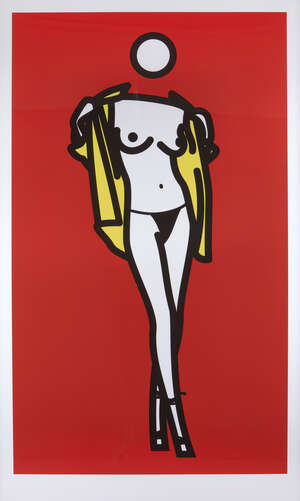 
	
		Julian Opie,
		British b.1958-
		 
		Woman Taking Off Man's Shirt (CRISTEA p.244),...
