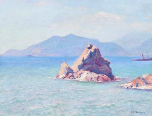 Victor-Ferdinand Bourgeois, French 1870-1957 - Les Rochers de la Bocca (près Cannes), 1907; oil on board, signed lower right 'V. F. Bourgeois', 43.5 x 56 c