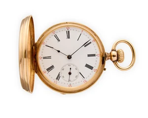Unsigned. A late 19th century 14ct gold keyless wind full hunter pocket watch Numbered 41716, Circa 1890Swiss lever keyless wind movement, white enamel dial w
