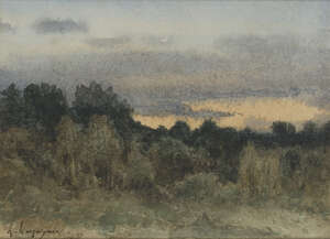 
	
		Henri-Joseph Harpignies, 
		 
		French 1819-1916- 
		 
		LAube; 
		 
		watercolour on...