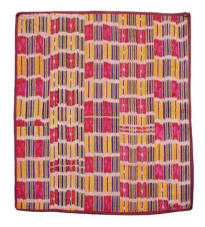 
	
		A silk Ikat panel, Bukhara, 19th-early 20th century,of almost square form, with ochre and...