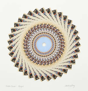 
	
		Julie Westbury, 
		British b.1944- 
		 
		Postcard Circles: Kiddies Corner, Margate,...