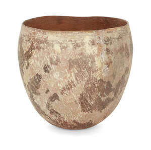 
	
		Elspeth Owen, b.1938, an earthenware vase, 1992/3, decorated in shades of light yellow...