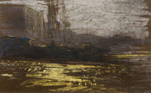 William Eric Thorp, 
		British 1901-1993- 
		 
		River nocturne; 
		 
		pastel on brown paper, signed,15.5x23cm (ARR)