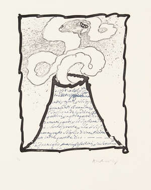 
	
		Pierre Alechinsky,
		Belgian b.1927-
		 
		L'Avenir de la Propriete II, 1972;
		 
		