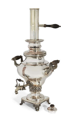 
	
		A rare 19th century Polish silver plated samovar, Warsaw, c.1860-1870, Norblin & Co., 